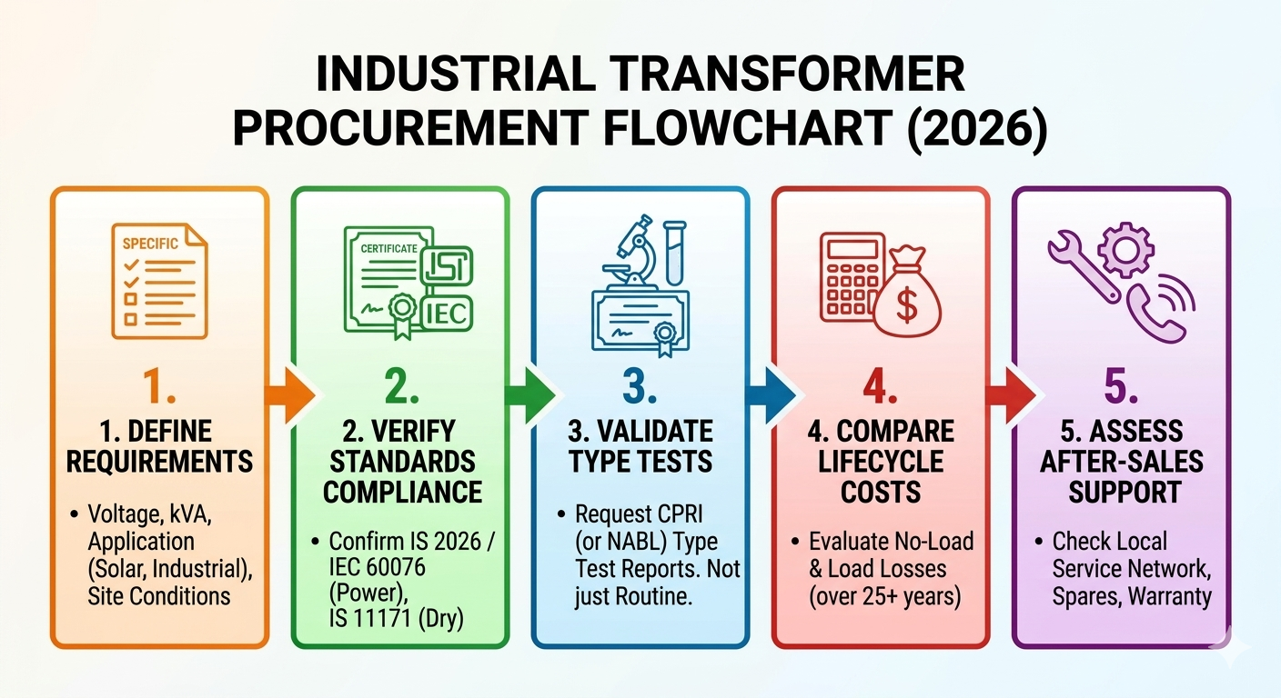 Industrial Transformer Procurement Flowchart 2026 — KLR Transformers